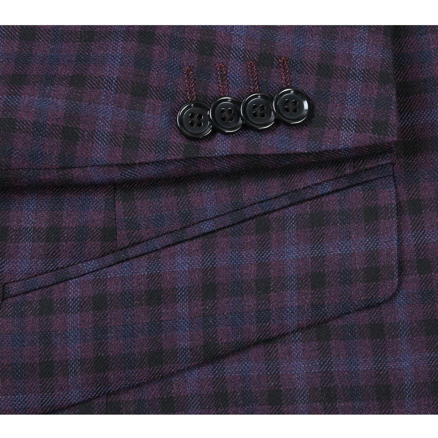 Wool Blend Plum Check Sport Coat - Slim Fit