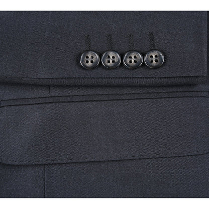 Rivelino 100% Wool Charcoal Suit