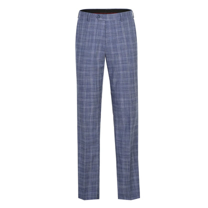 Blue Stretch Check Suit - Slim Fit