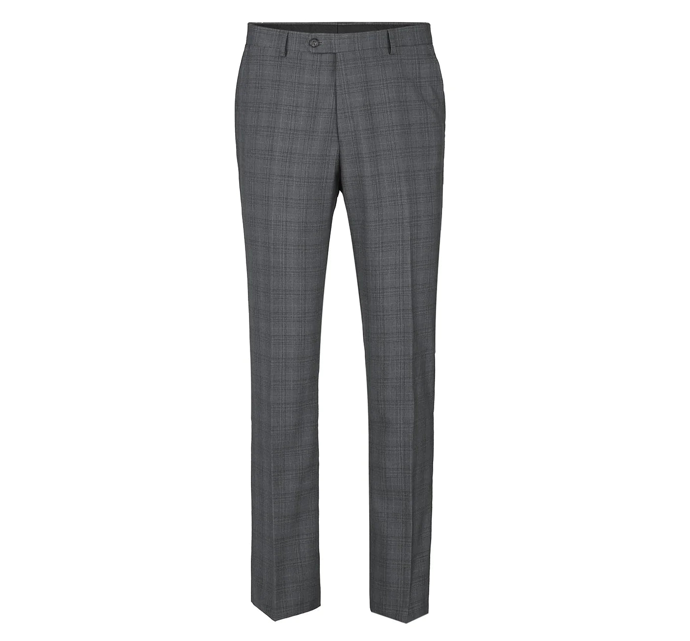 3 Piece Gray Windowpane Suit - Classic Fit