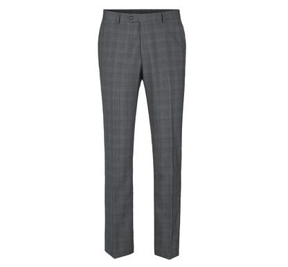 3 Piece Gray Windowpane Suit - Classic Fit