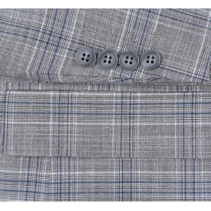 Ash Gray Stretch Check Suit - Classic Fit