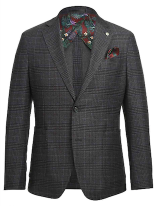 Pellagio Dark Gray Check Sport Coat - Slim Fit