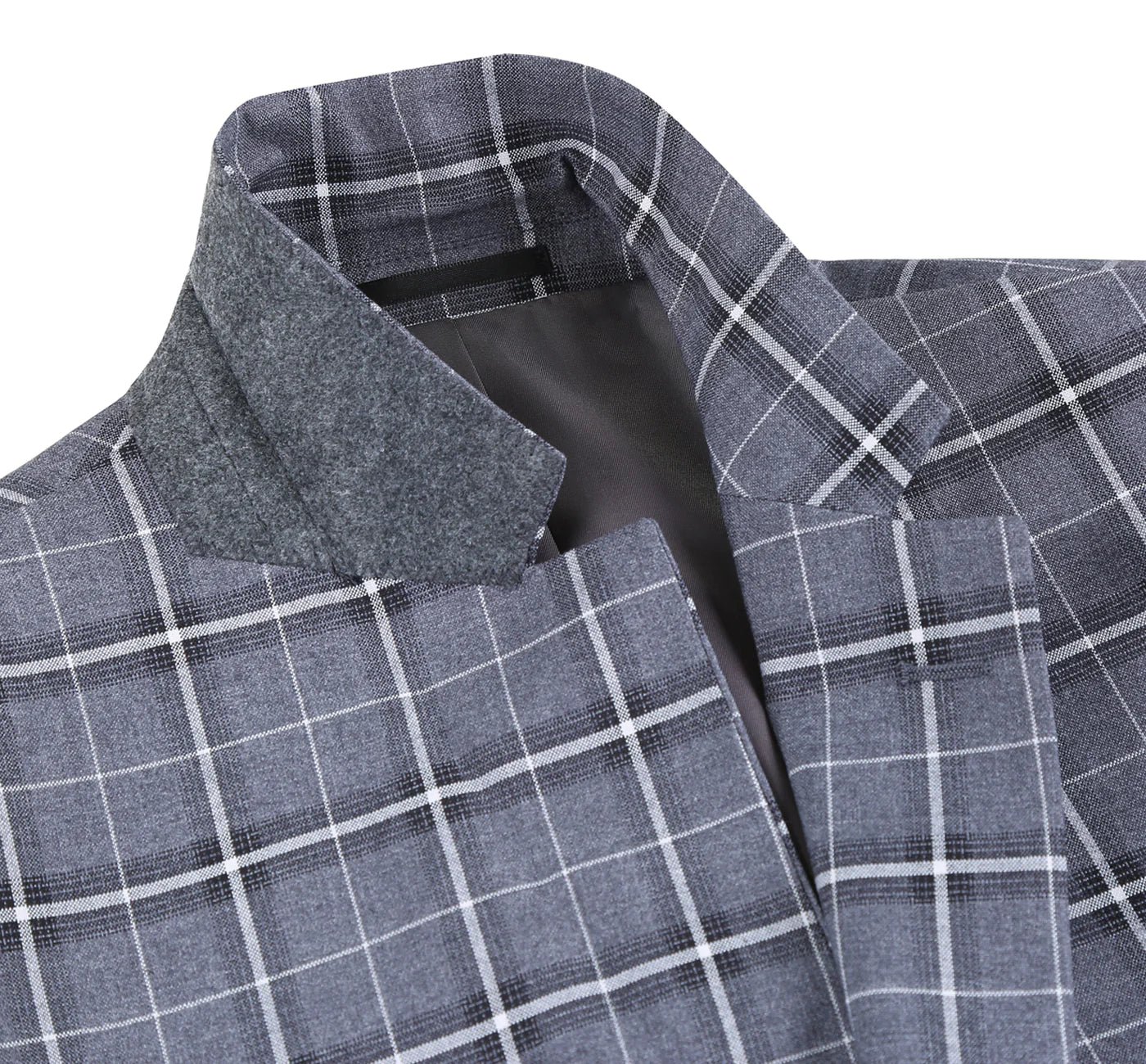 Dark Gray Stretch Check Suit - Classic Fit