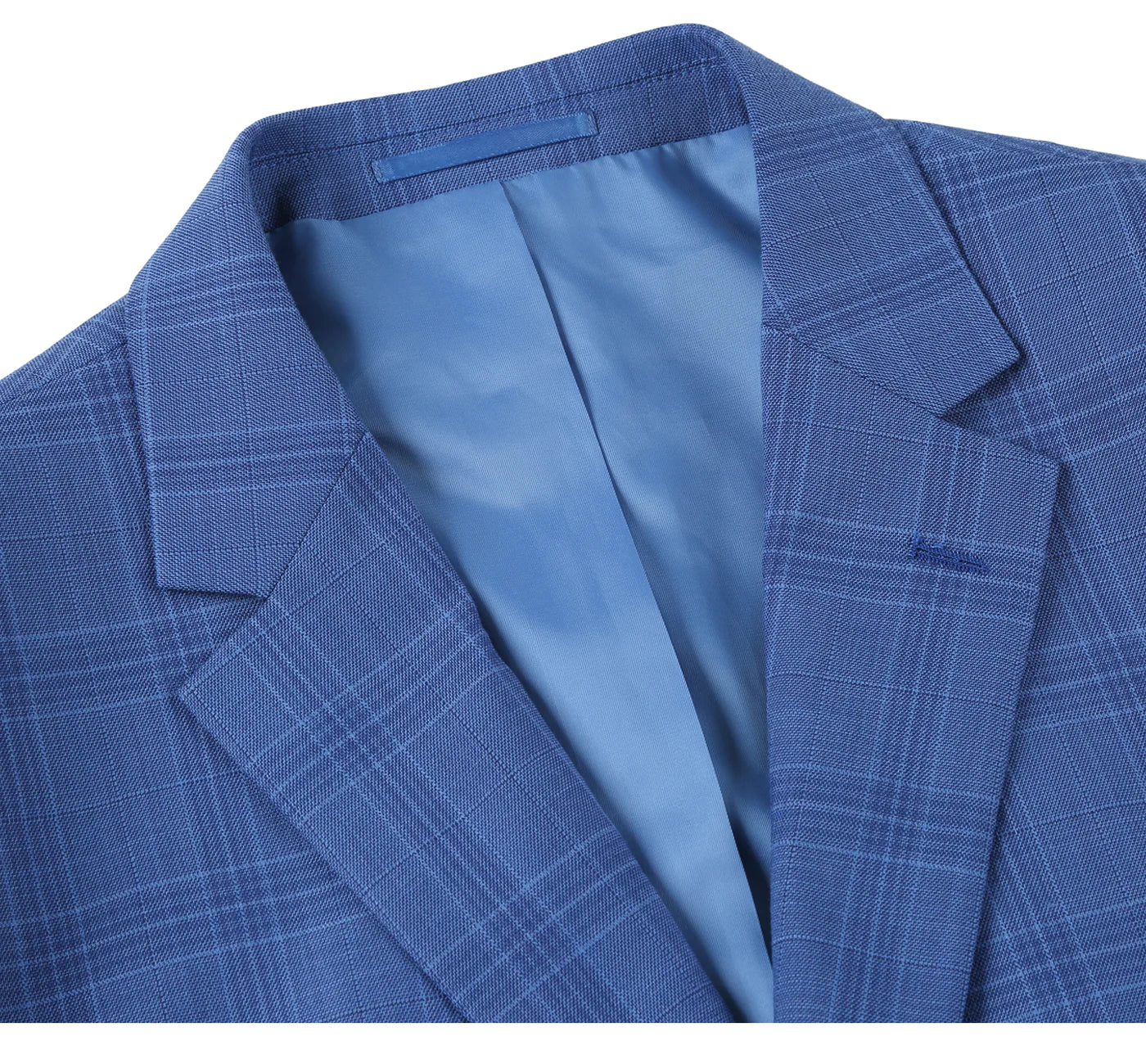 Blue Stretch Windowpane Suit - Slim Fit