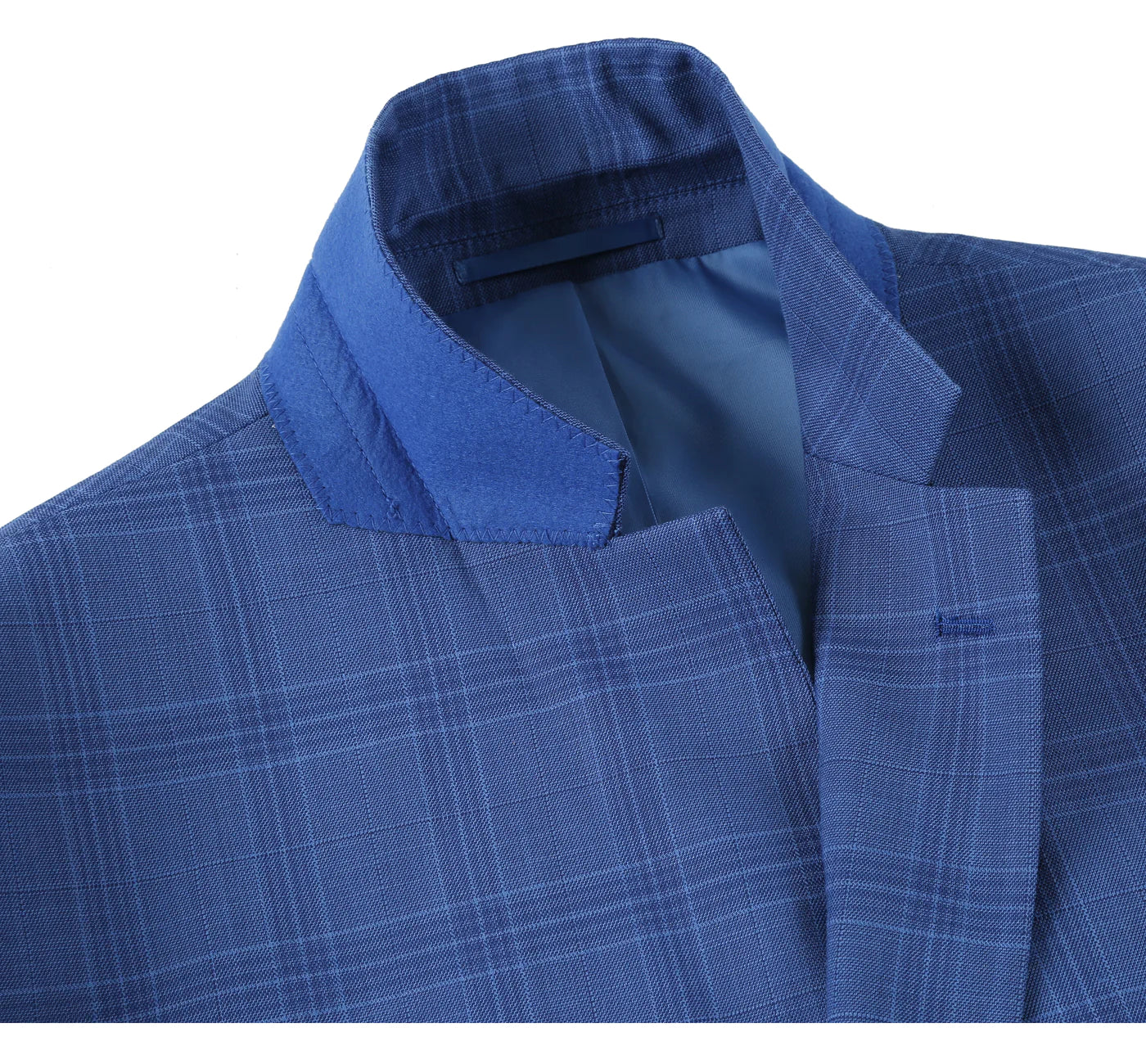 Blue Stretch Windowpane Suit - Slim Fit