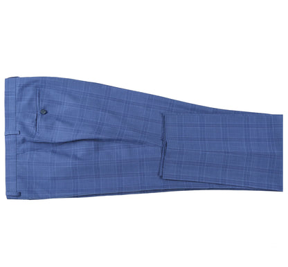 Blue Stretch Windowpane Suit - Slim Fit