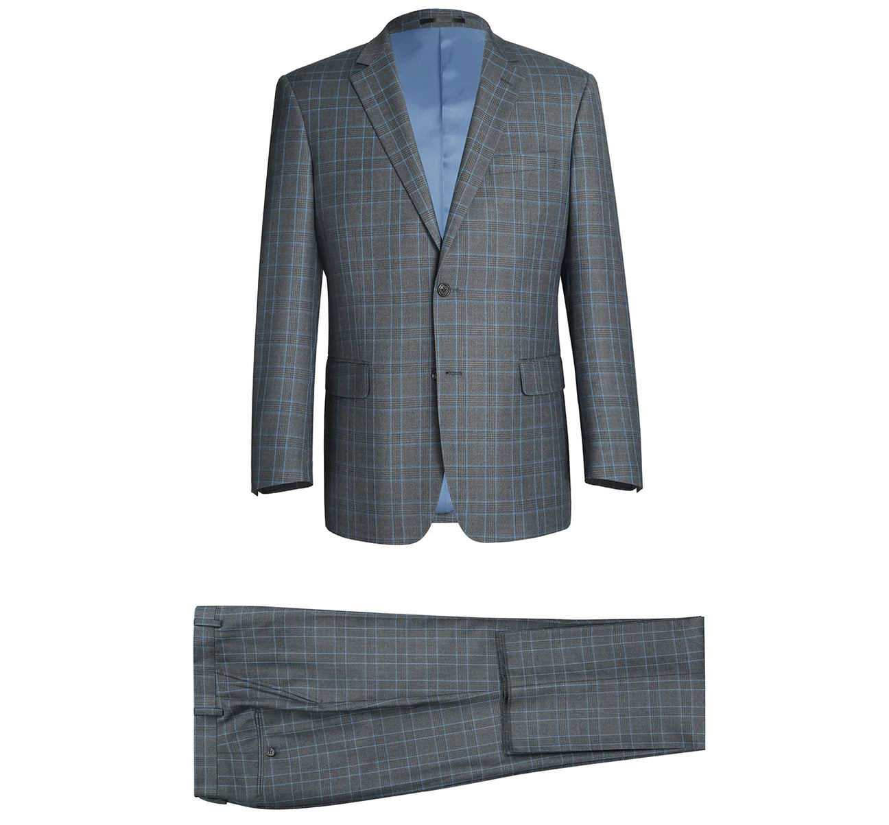 Dark Gray Windowpane Suit - Classic Fit