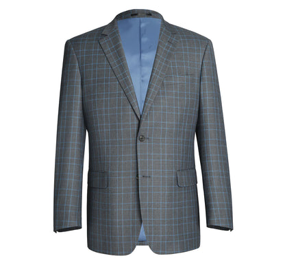 Dark Gray Windowpane Suit - Classic Fit