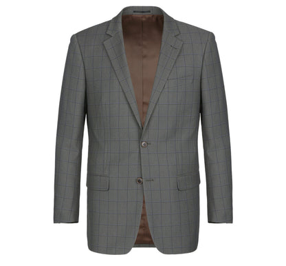 Gray Windowpane Suit - Classic Fit