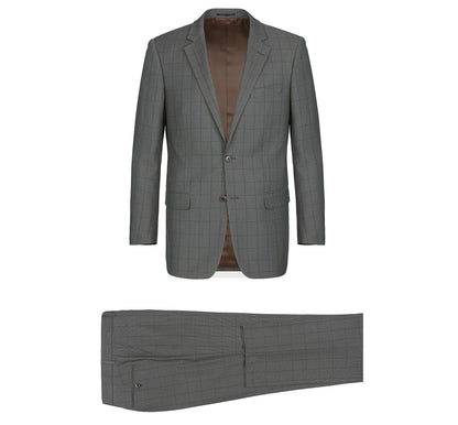 Gray Windowpane Suit - Classic Fit