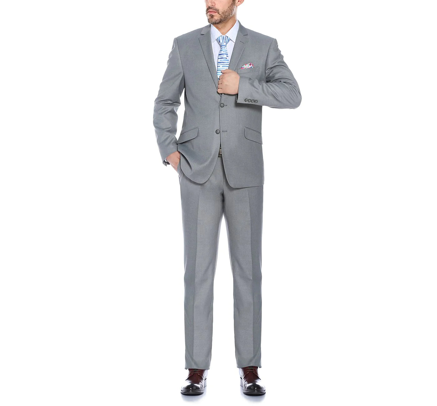 Ash Gray Solid Stretch Suit - Slim Fit