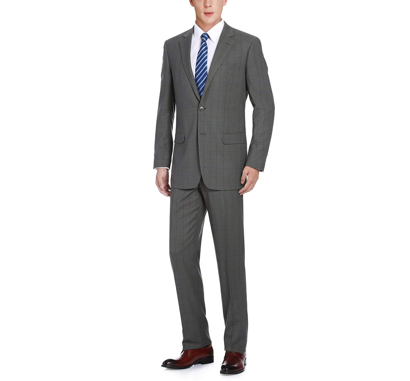 Gray Windowpane Suit - Classic Fit