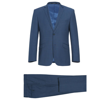 Wool Blend Indigo Blue Suit - Slim Fit