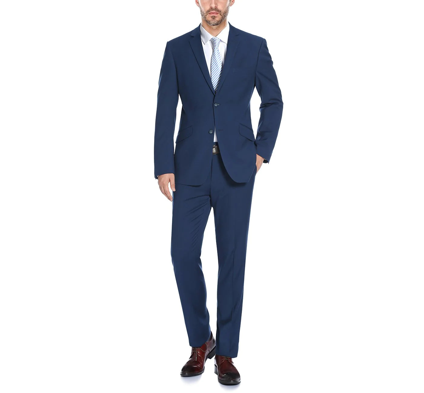 Navy Solid Stretch Suit - Slim Fit