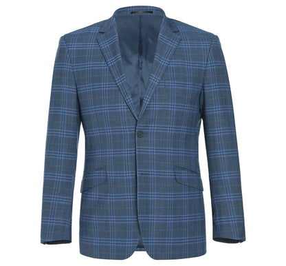 Navy Stretch Windowpane Suit - Slim Fit