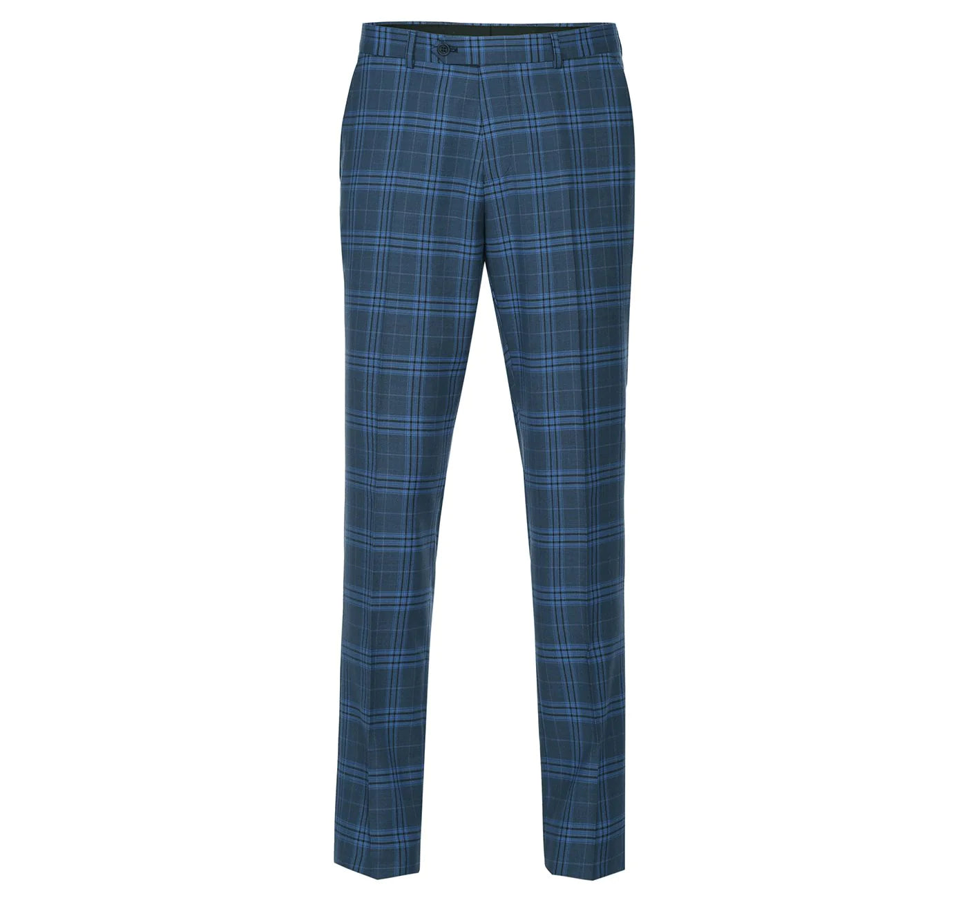 Navy Stretch Windowpane Suit - Slim Fit