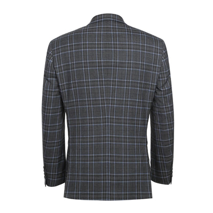 Gray Stretch Check Suit - Slim Fit