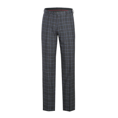 Gray Stretch Check Suit - Slim Fit