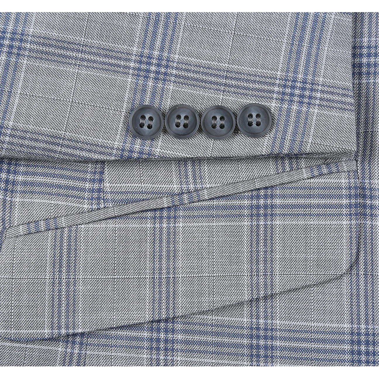 Ash Gray Stretch Check Suit - Slim Fit