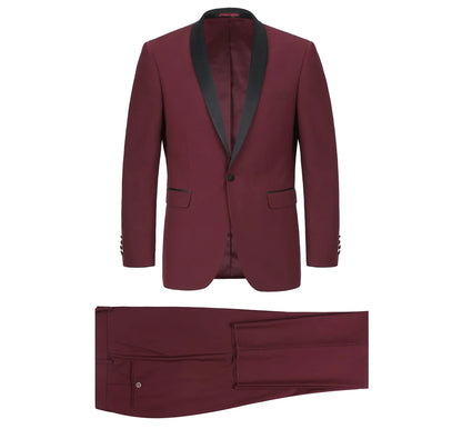 Burgundy Tuxedo with Shawl Lapel - Slim Fit