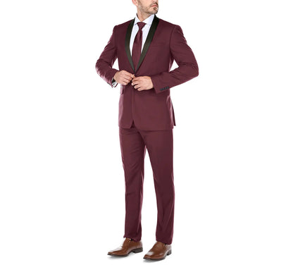 Burgundy Tuxedo with Shawl Lapel - Slim Fit