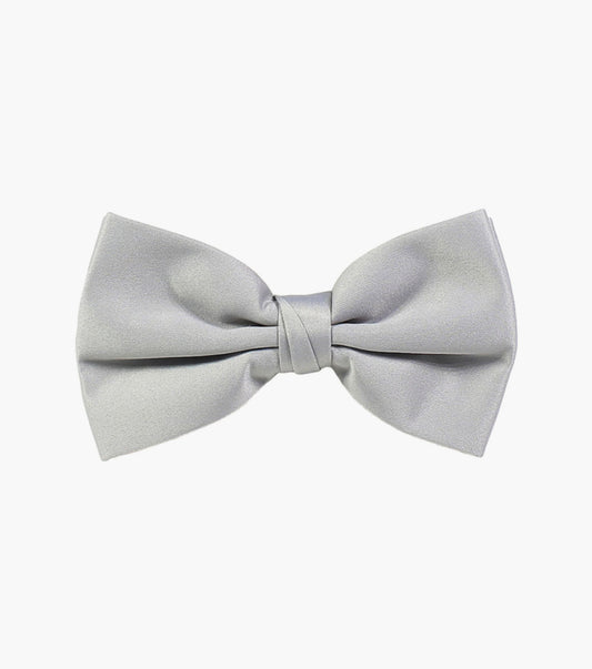 Silver Satin Bow Tie