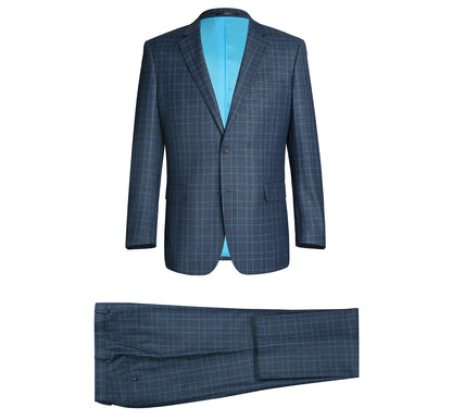 Blue Windowpane Suit - Classic Fit