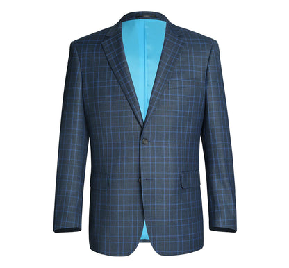 Blue Windowpane Suit - Classic Fit