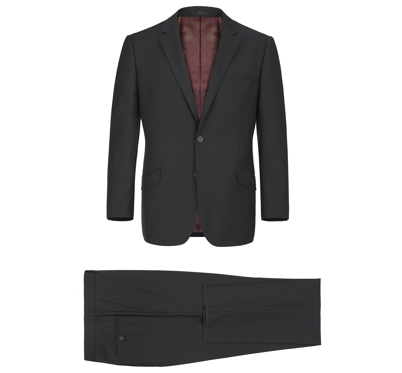 Black Solid Stretch Suit - Slim Fit