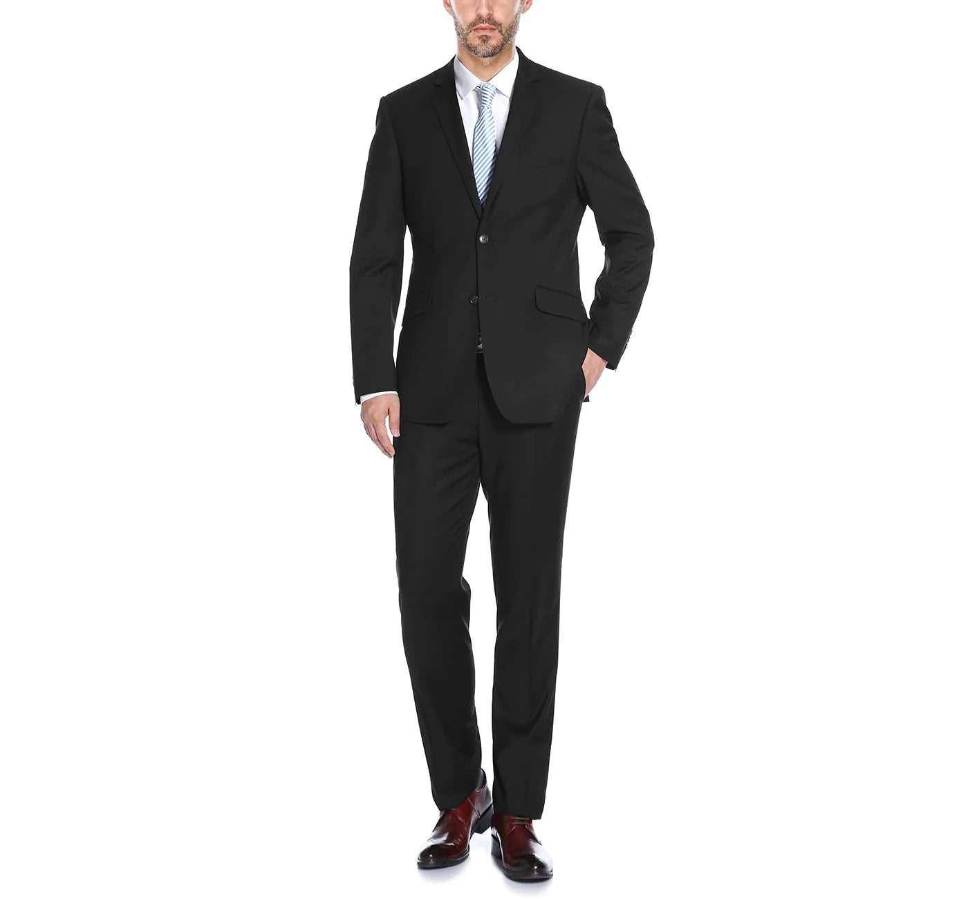 Black Solid Stretch Suit - Slim Fit