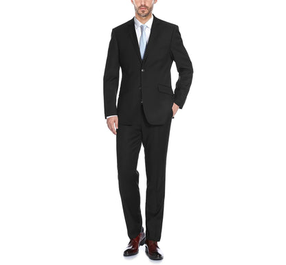 Black Solid Stretch Suit - Slim Fit