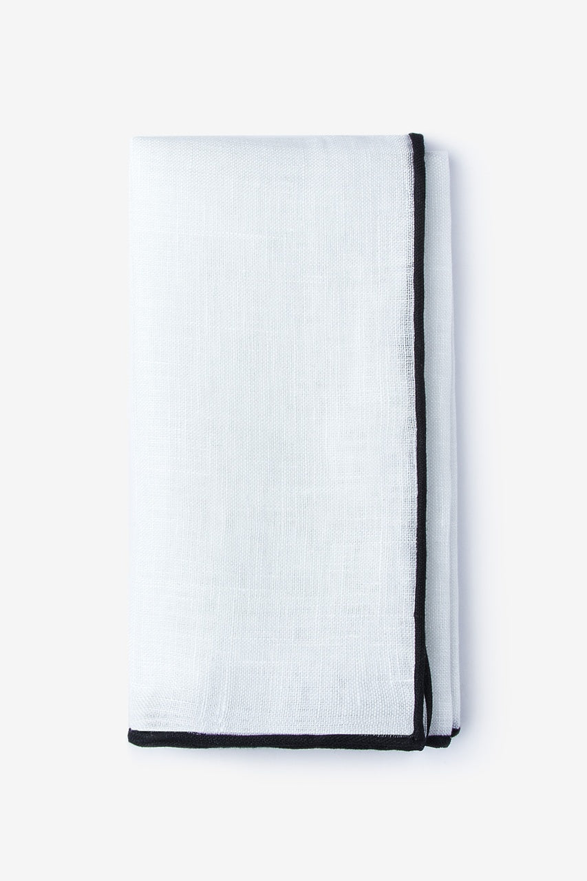 White Linen with Black Border Pocket Square